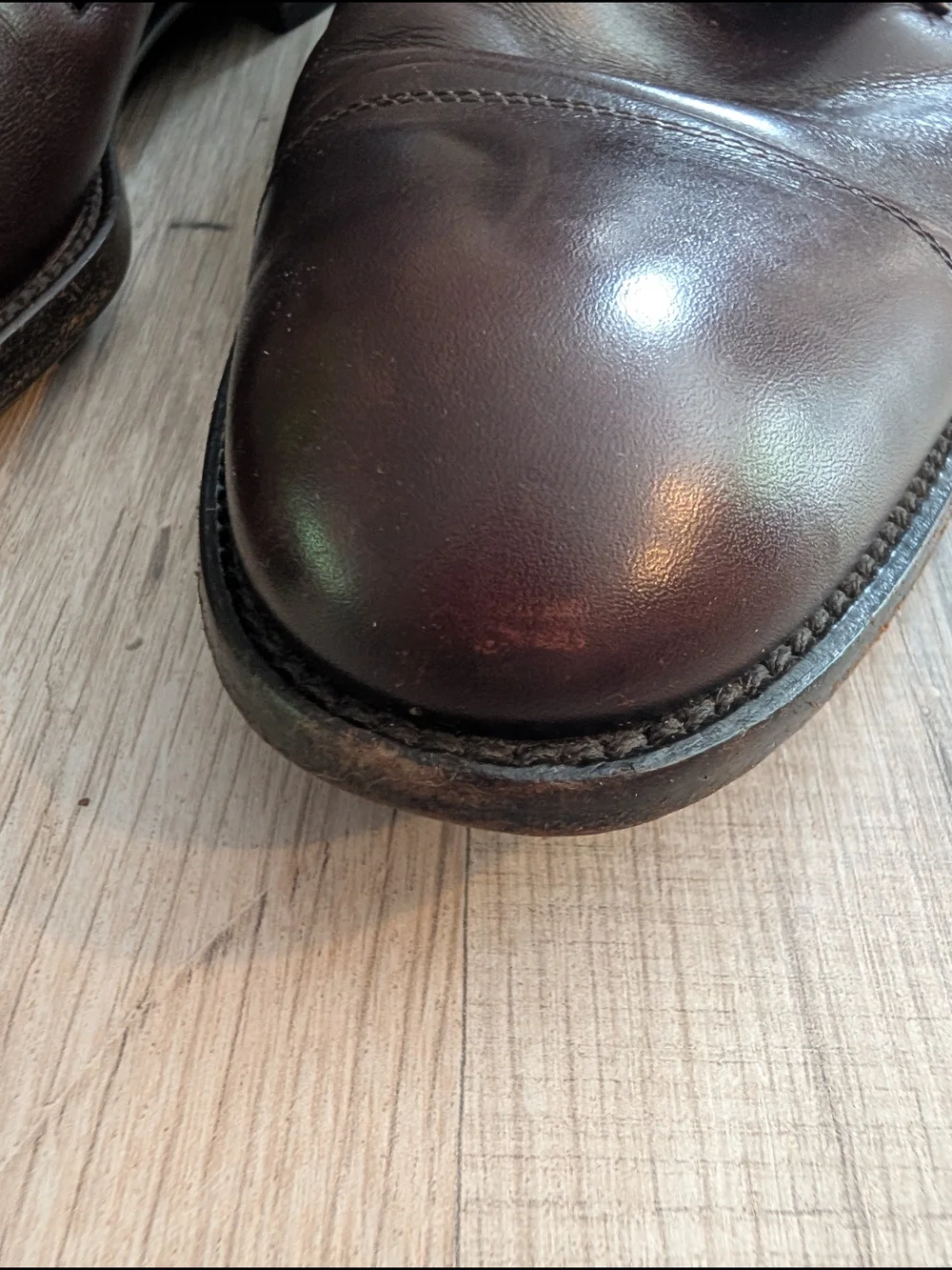 Salvatore Ferragamo Brown Leather Cap-Toe Derby Shoes, Size 10 (S4)